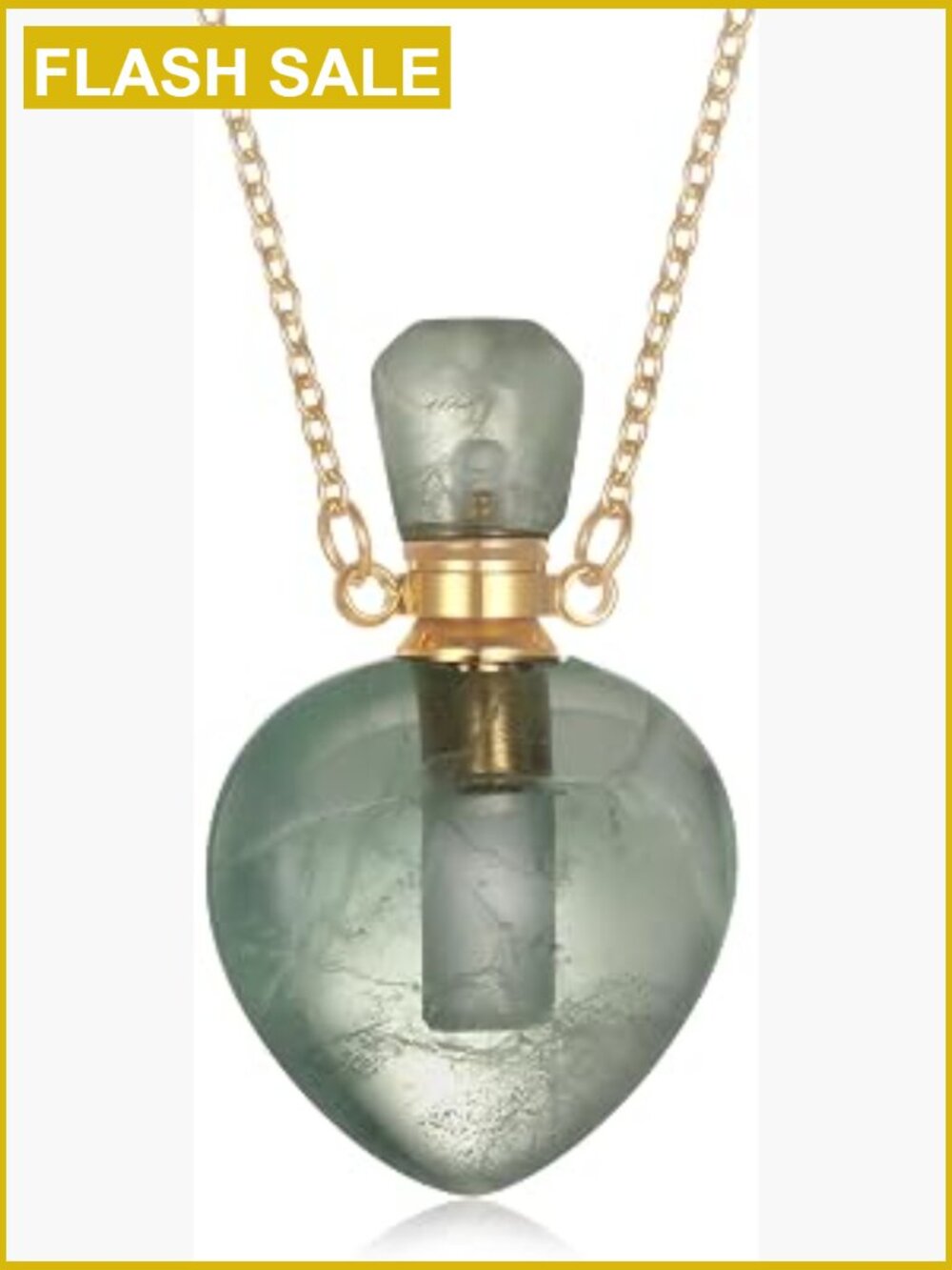 Natural Crystal Cremation Heart Urn Pendant Necklace Memorial Ashes Keepsake